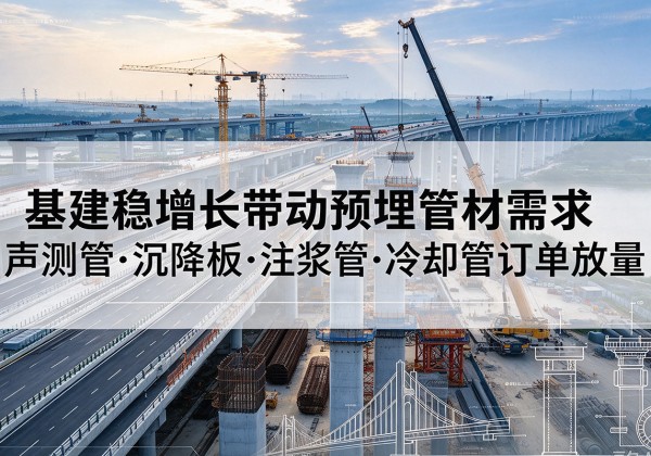 边坝基建稳增长带动预埋监测管材需求，声测管、沉降板、注浆管订单持续放量